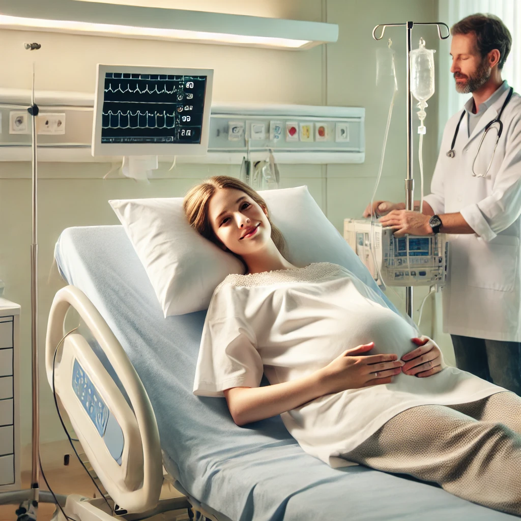 병원에서 출산준비 중인 산모