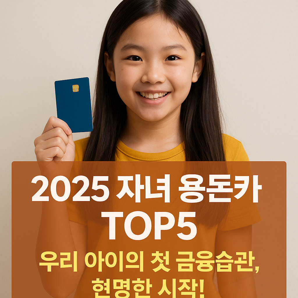 자녀 용돈카드 top5 썸네일. 용돈카드를 들고 행복한 어린이의 모습.