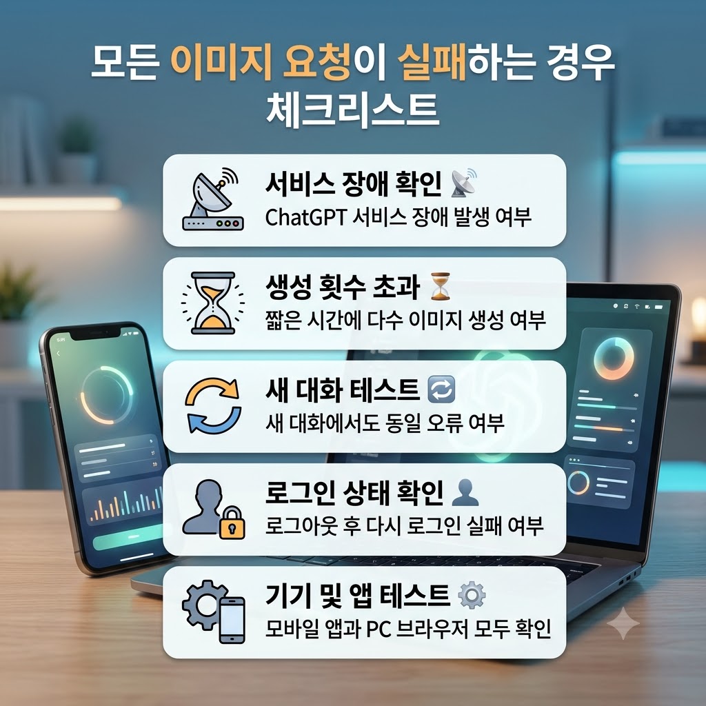 ChatGPT 모든 이미지 요청 실패 시 서버 계정 사용량 확인