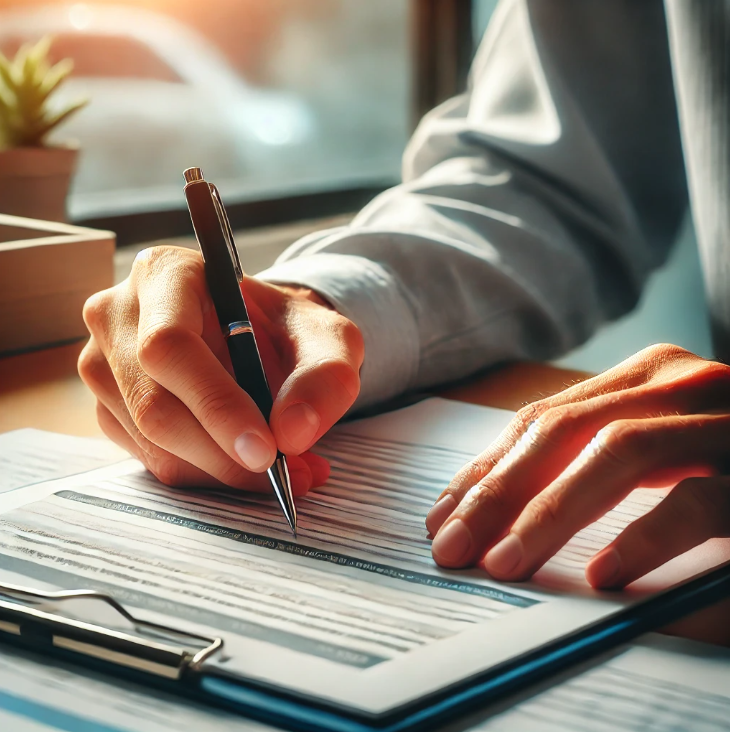 신청서를 작성하는 모습