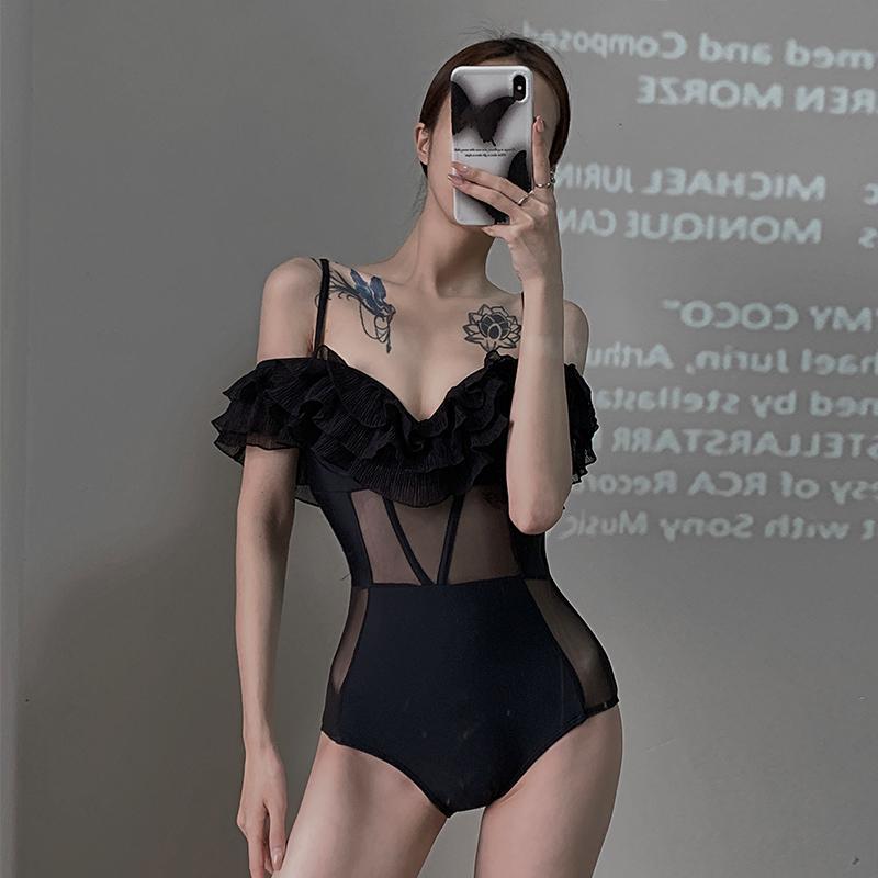 호텔 수영복 오프숄더 호캉스 시스루 수영복