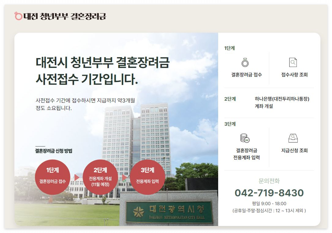 대전시 청년부부 결혼장려금 온라인 신청방법