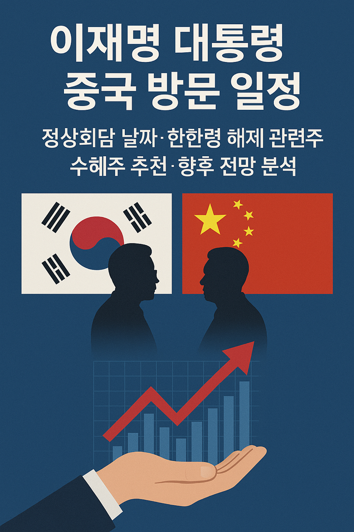 이재명 대통령 중국 방문 일정, 정상회담 날짜, 한한령 해제 관련주, 수혜주 추천, 향후 전망 분석
