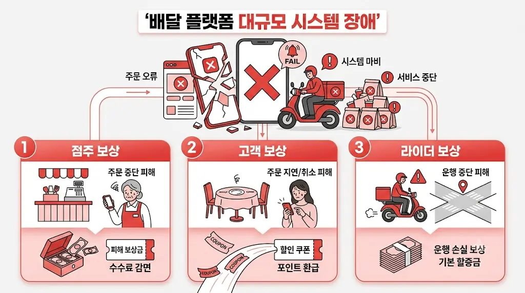쿠팡이츠 먹통 보상 점주 고객 라이더 보상안