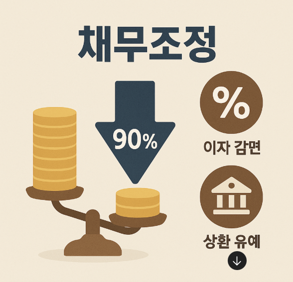 원금 90 % 감면·이자 인하·상환 유예 혜택 요약 그림