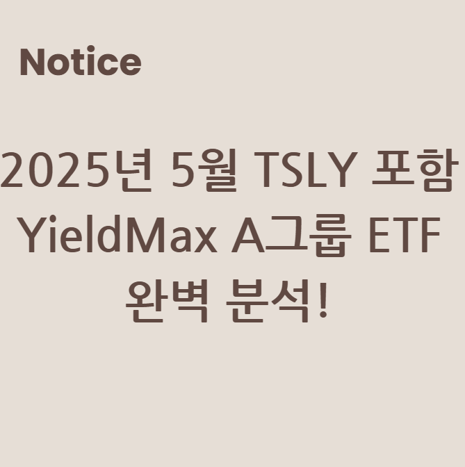 2025년 5월 TSLY 포함 YieldMax A그룹 ETF 완벽 분석!