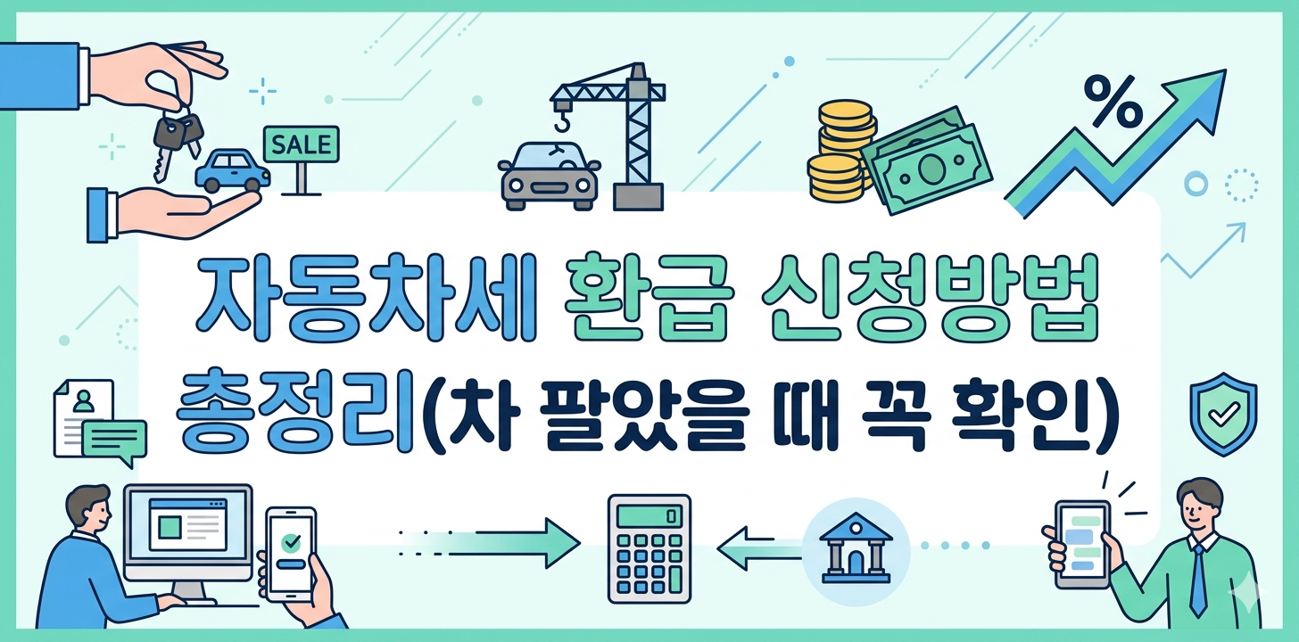 자동차를 판매하거나 폐차했을 때 자동차세 환급이 발생하는 제도를 설명하는 이미지