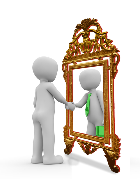 거울속에 마주한 자신을 표현