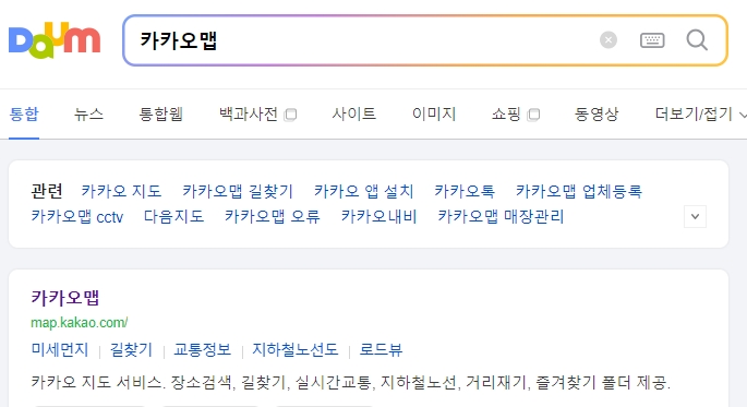 카카오맵 메인 화면 접속