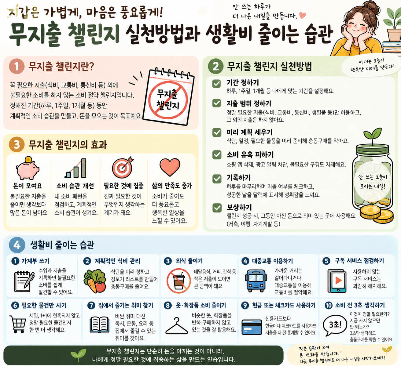 무지출 챌린지 실천방법과 생활비 절약 습관 안내 이미지