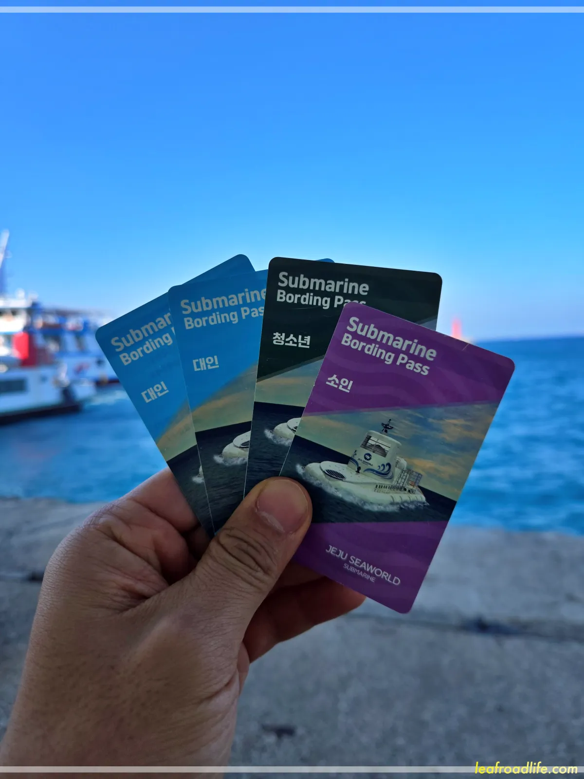 제주-우도잠수함-티켓을-들고-찍은-모습