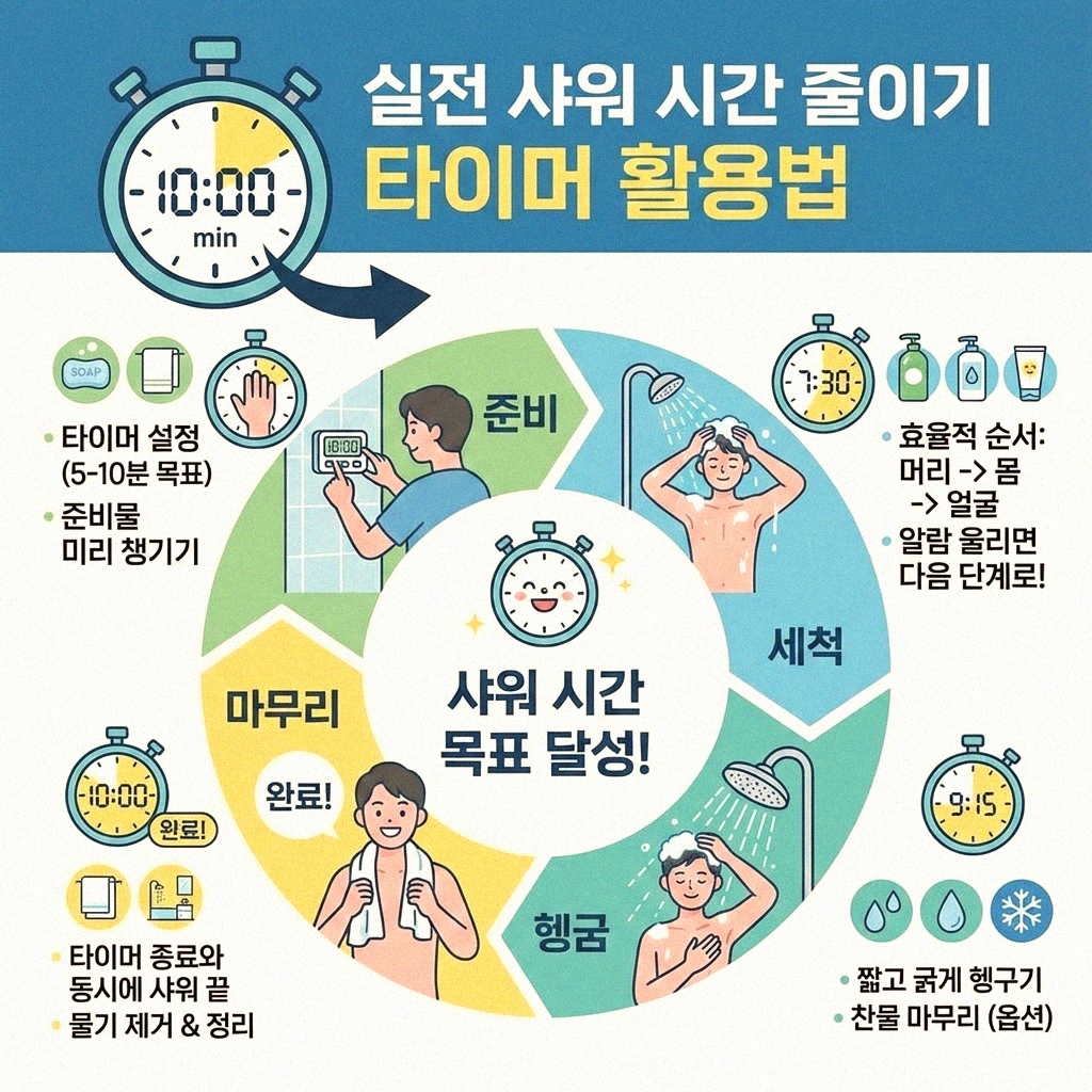 샤워 시간 훌쩍 줄이는 타이머 사용법 알려드릴게요
