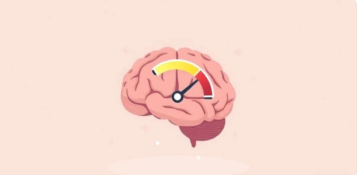 배터리 게이지가 표시된 뇌가 에너지 절약 모드로 전환되는 장면