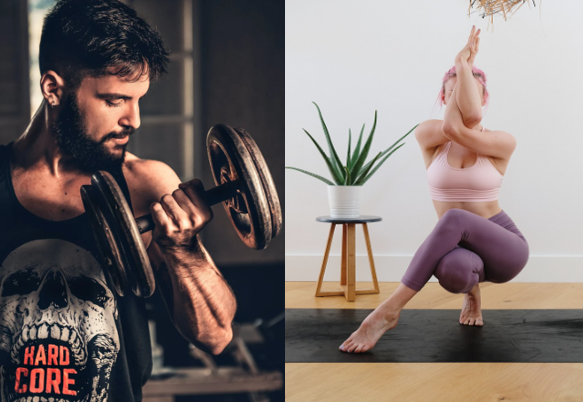 헬스와 요가 비교 이미지