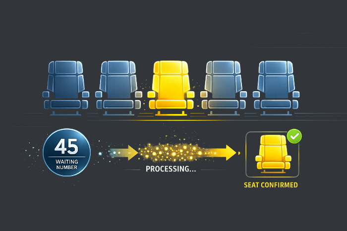 예약 대기 순번이 실제 가용 좌석으로 전환되는 확률을 나타내는 인포그래픽.