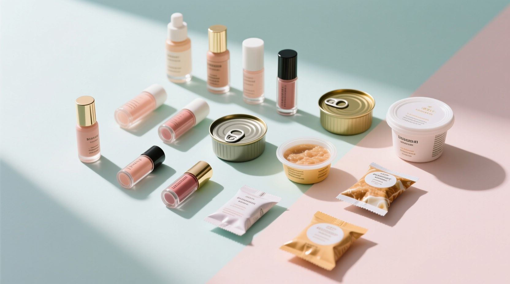 소용량 제품들이 깔끔하게 배치된 모습