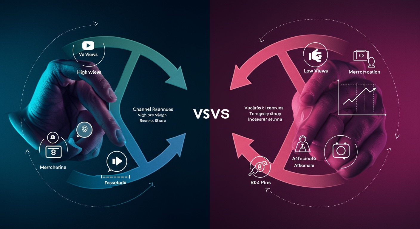 실제 유튜브 채널의 높은 조회수 대비 낮은 수익, 또는 낮은 조회수 대비 높은 부가 수익 사례를 비교하는 차트.