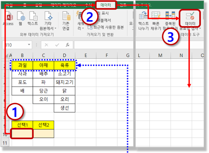 첫 번째 목록 만들기 - 데이터 유효성 검사