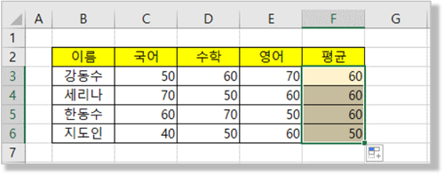 수식 복사하기 : 결과
