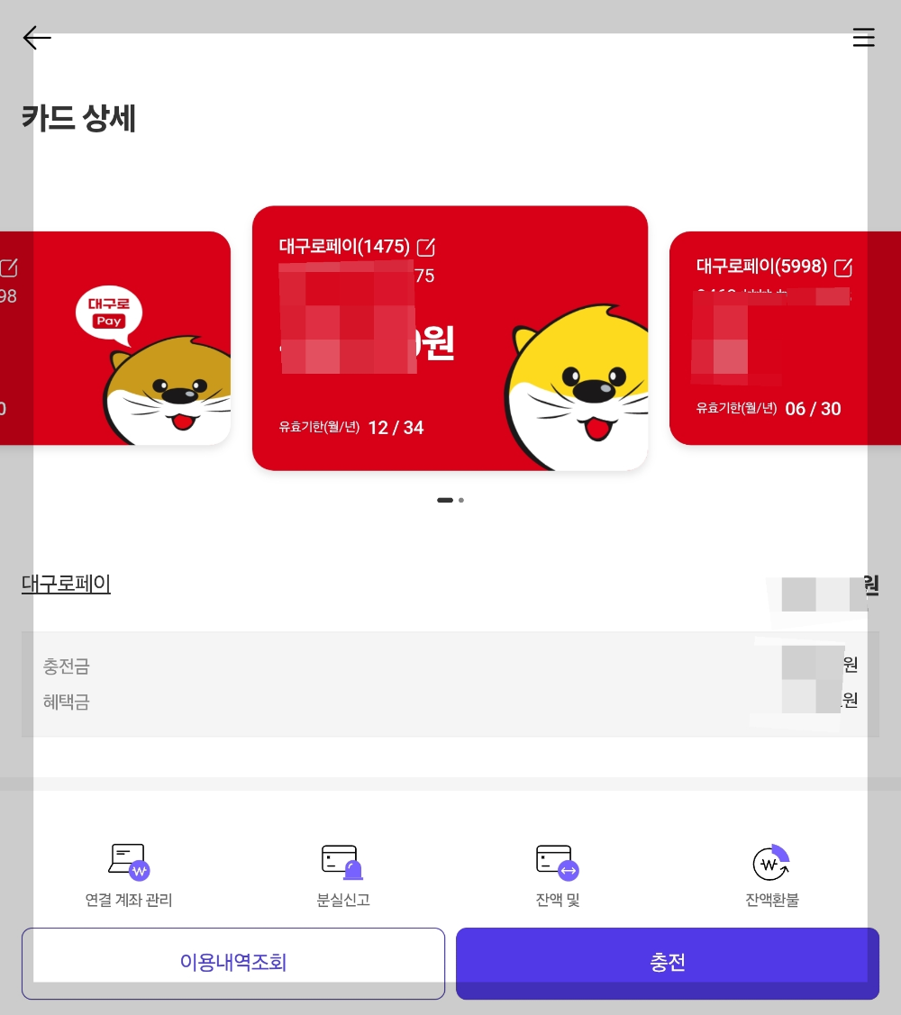 대구로페이 실물카드 등록하기