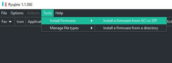 Ryunix 에뮬레이터 메뉴