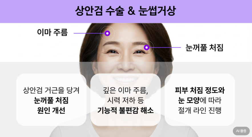 상안검수술 눈썹거상 눈밑지방재배치