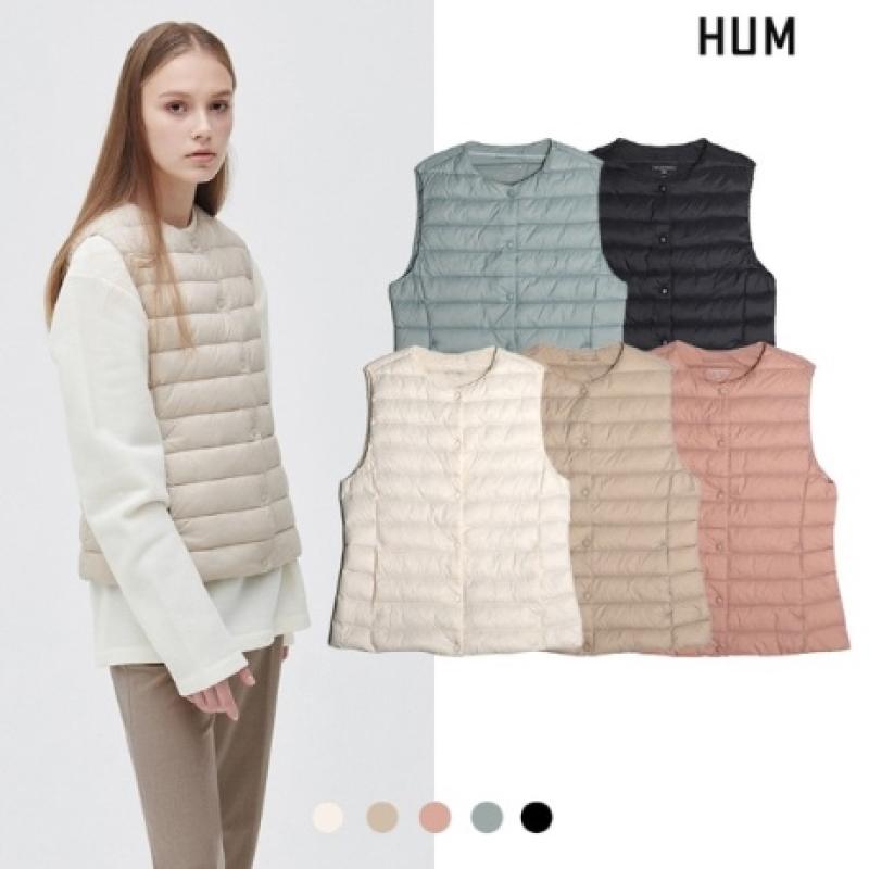 흄 HUM 여 라운드넥 덕다운 경량베스트 FHOWCVE541P