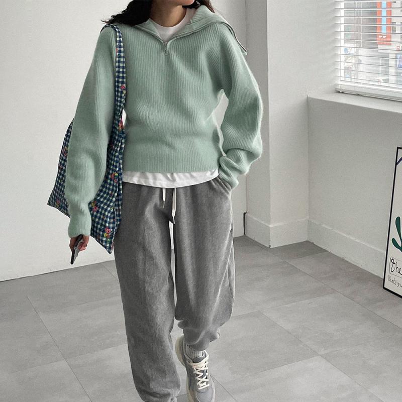 여성 반집업 니트 케이프 파스텔 세일러 카라 니트 집업 민트