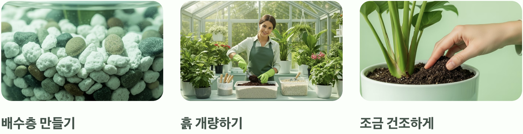 과습은 금물, 뽀송뽀송한 흙