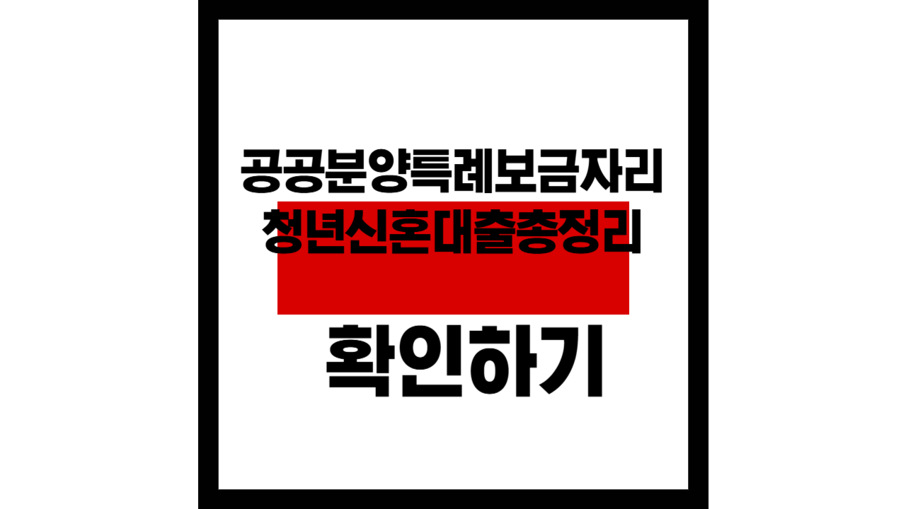 공공분양 · 특례보금자리 · 청년/신혼 대출 총정리