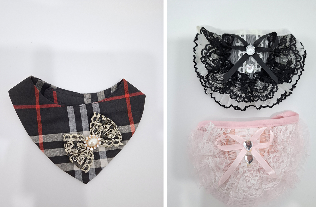 면으로 만든 케이프와 레이스 만으로 만든 케이프