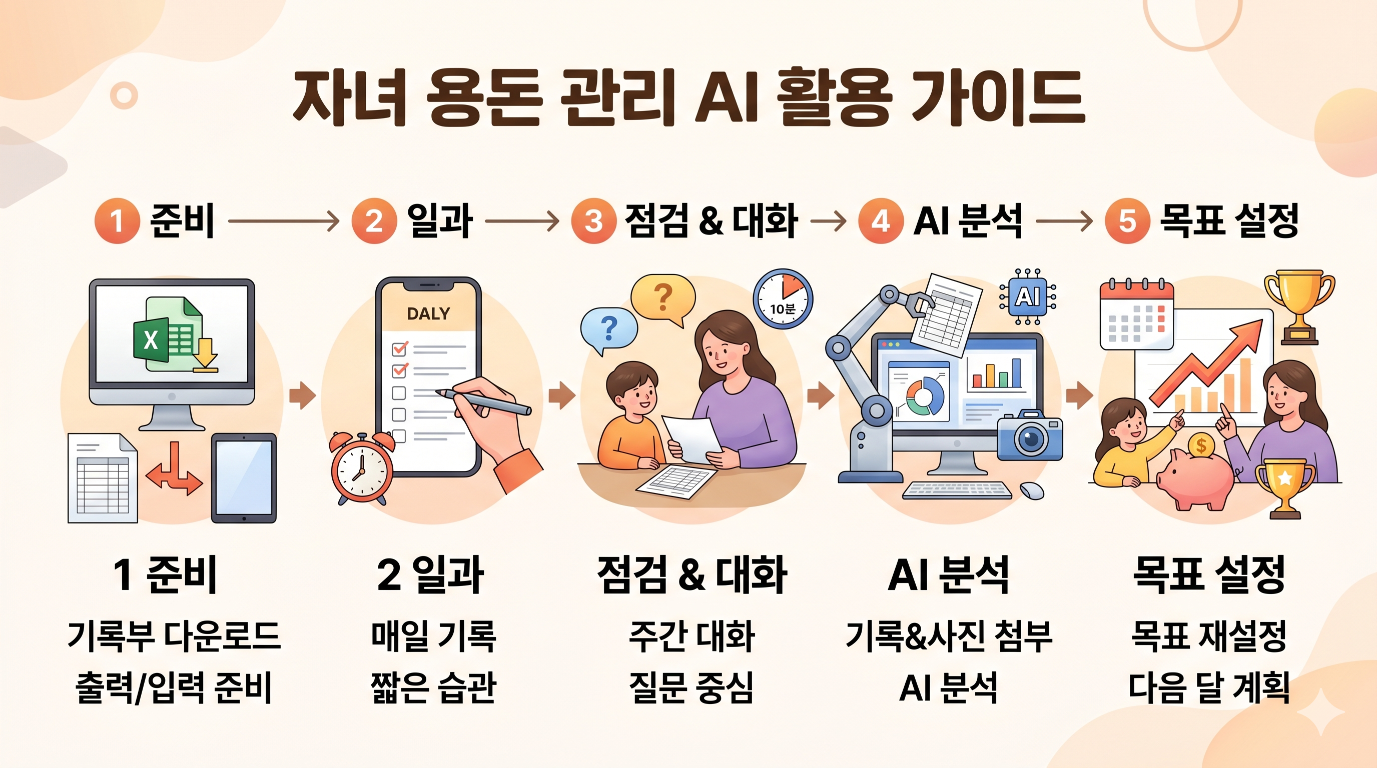 자녀 용돈 관리 가이드 인포그래픽