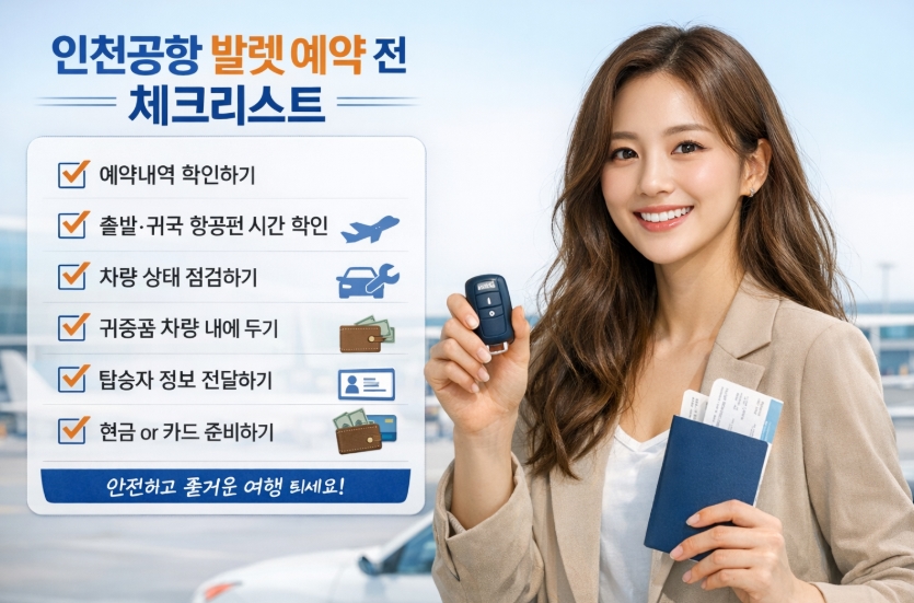 인천공항 발렛 예약 총정리 2026, T1&middot;T2 공식 주차대행 위치&middot;요금&middot;이용방법 한눈에 보기