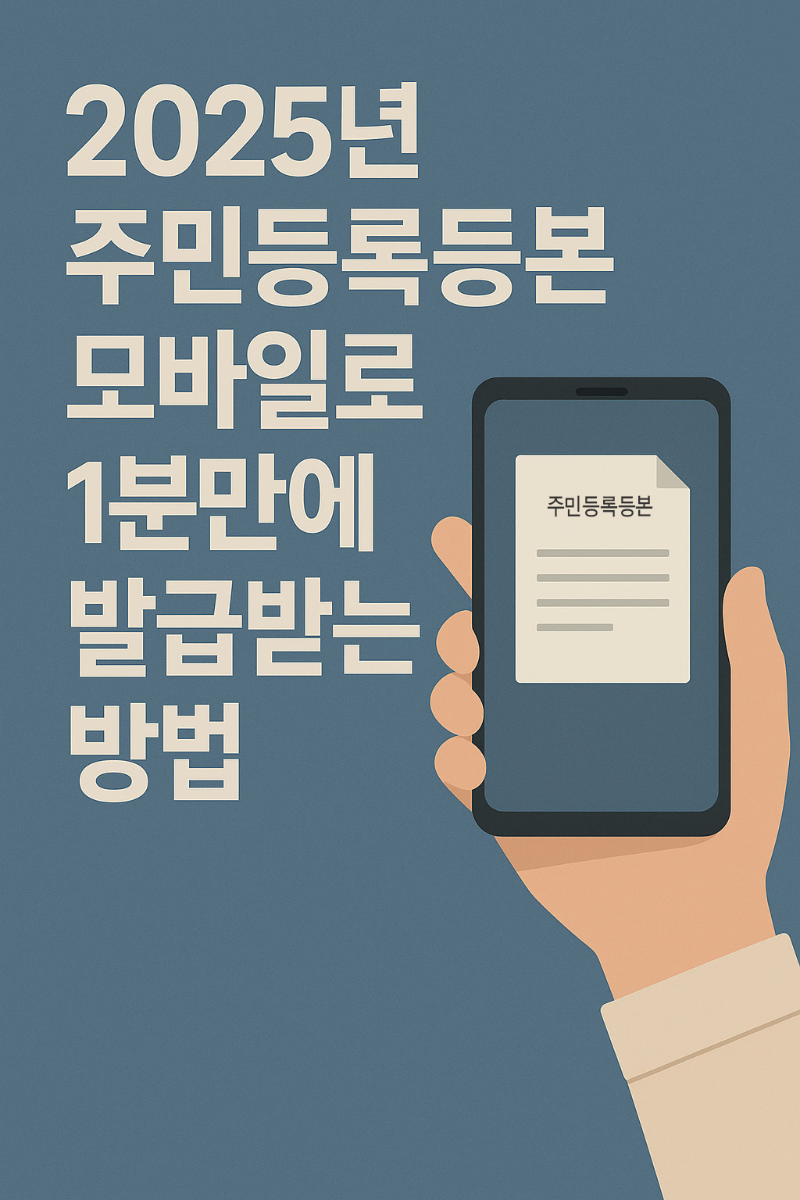 2025년 주민등록등본 모바일로 1분만에 발급받는 방법 인포그래픽