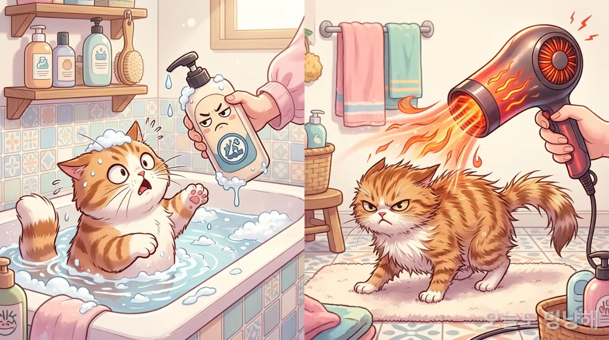 고양이 목욕 시 흔히 저지르는 실수들