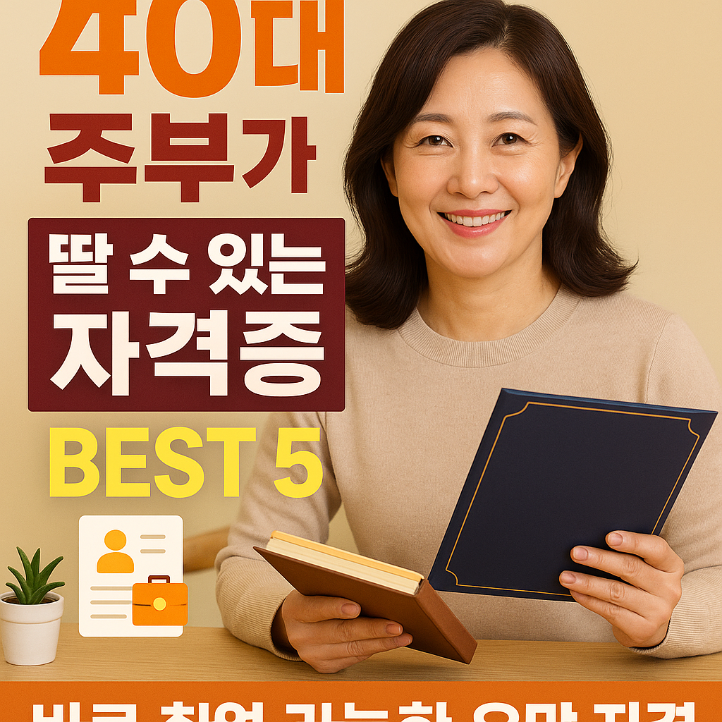 40대 주부가 딸 수 있는 자격증 BEST 5｜지금 당장 취업·부업 가능한 유망 자격