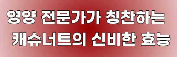 영양 전문가가 칭찬하는 캐슈너트의 신비한 효능