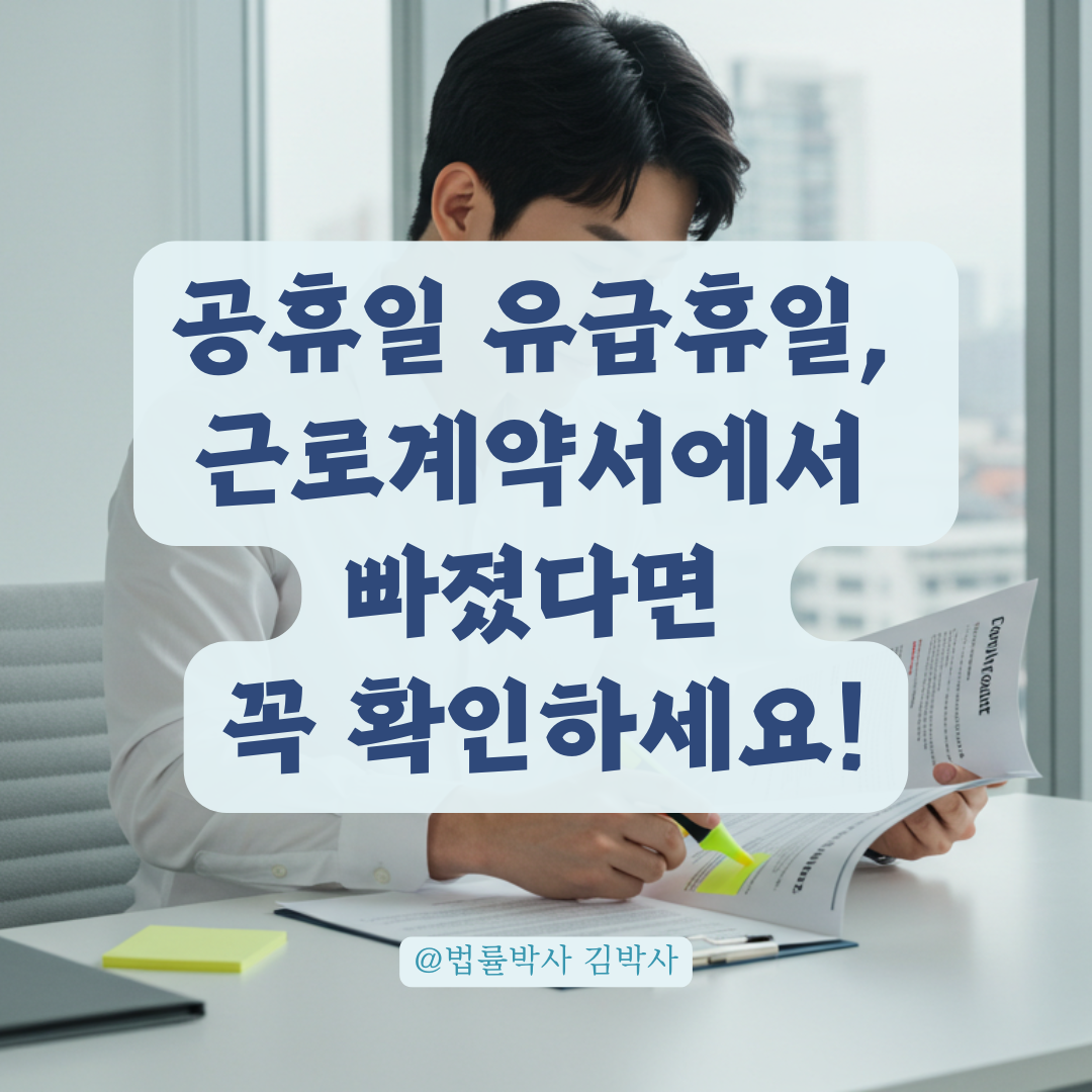 공휴일 유급휴일 지급 안 되는 근로계약서, 위법 여부 확인 포인트 정리.