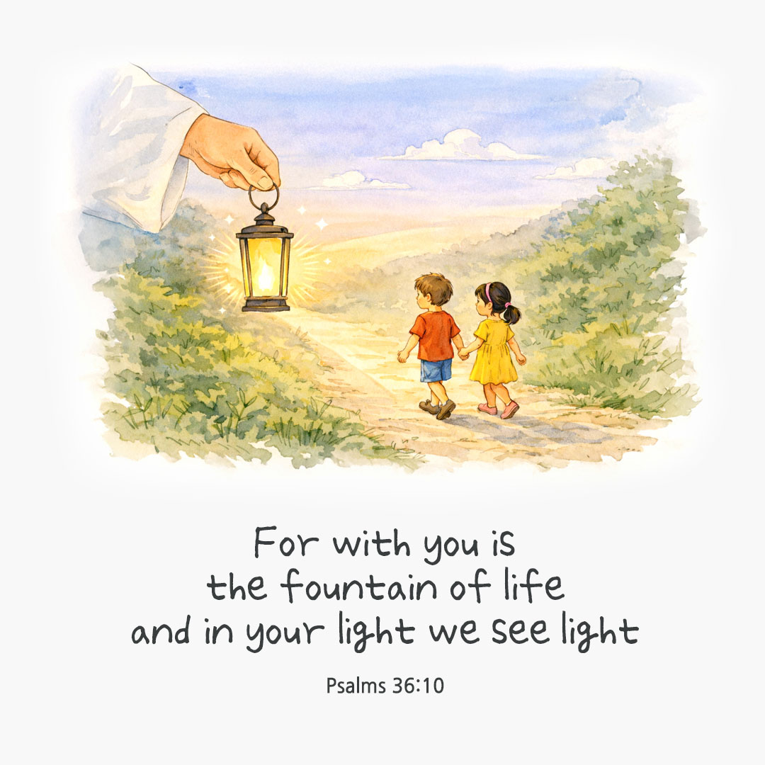 For with you is the fountain of life and in your light we see light. (Psalms 36:10) pieonane Daily Bible quote image