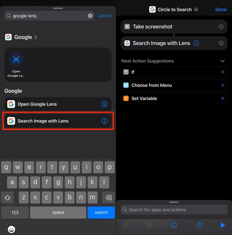 아이폰에서 구글의 이미지로 검색하는 기능