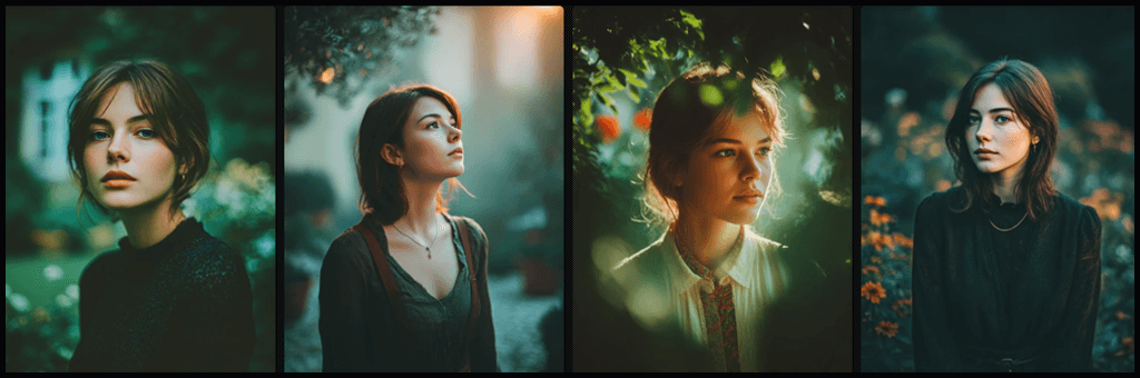 감성 변화 실험, mysterious 감정 표현의 여성 인물 이미지_Midjourney