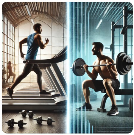 유산소 운동과 근력 운동 이미지