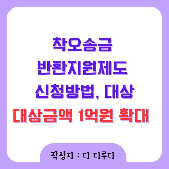 착오송금&nbsp;반환지원제도 신청방법 농협 카카오 토스 국민은행