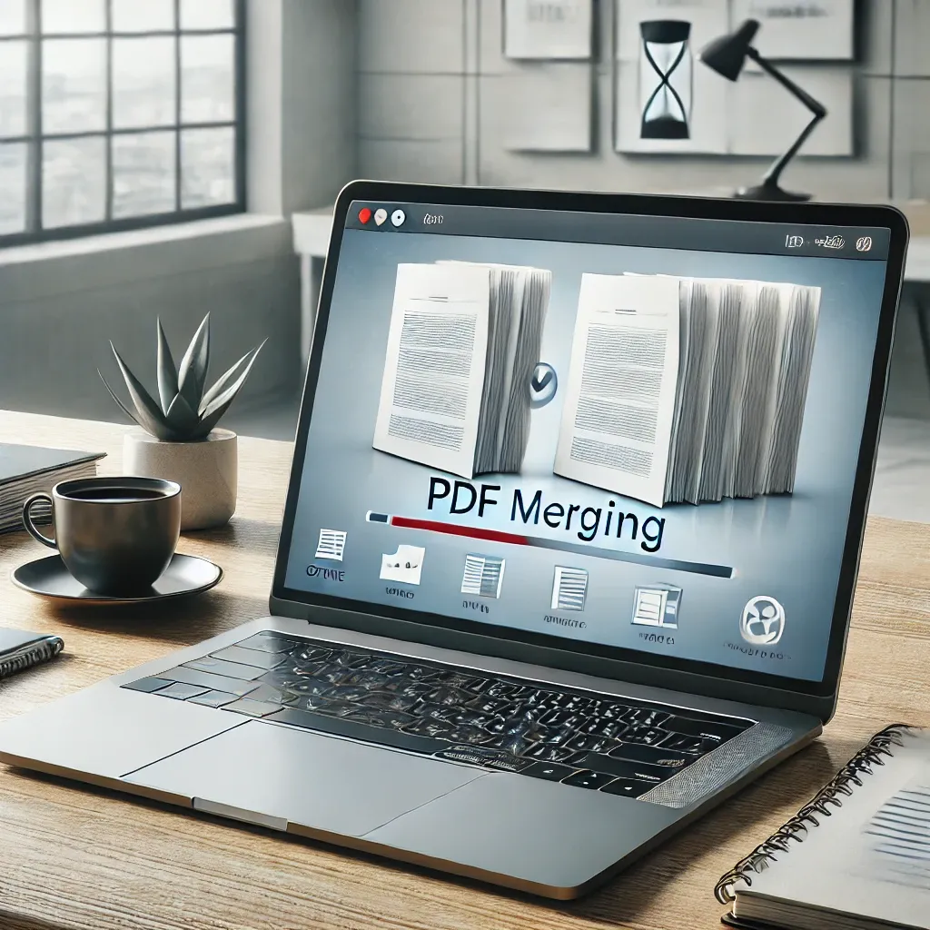 PDF 병합 도구를 사용하는 사무직원의 모습