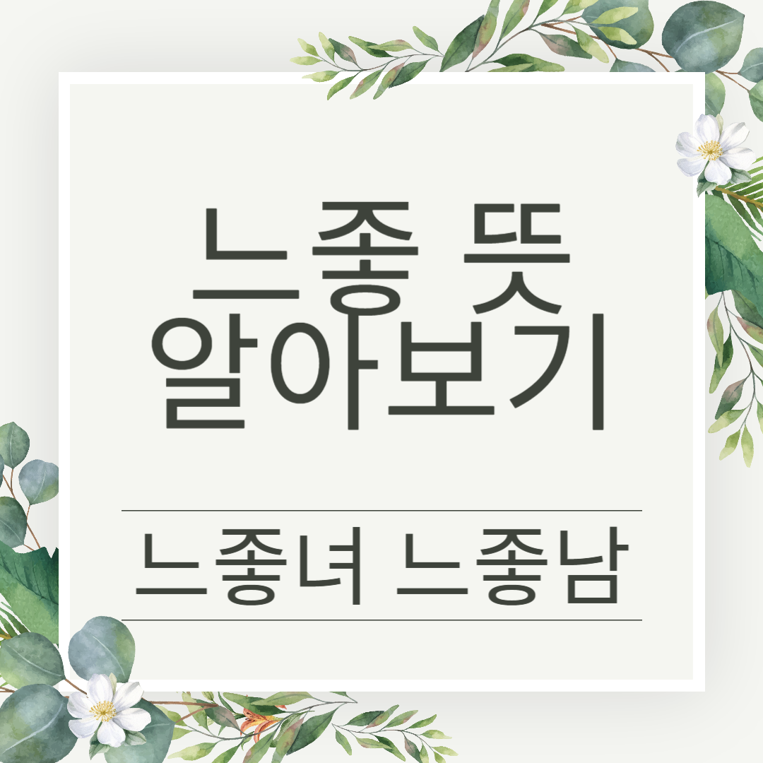 느좋뜻 유래 알아보기 느좋녀 느좋남 누구한테 쓸까?