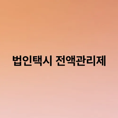 법인택시 전액관리제
