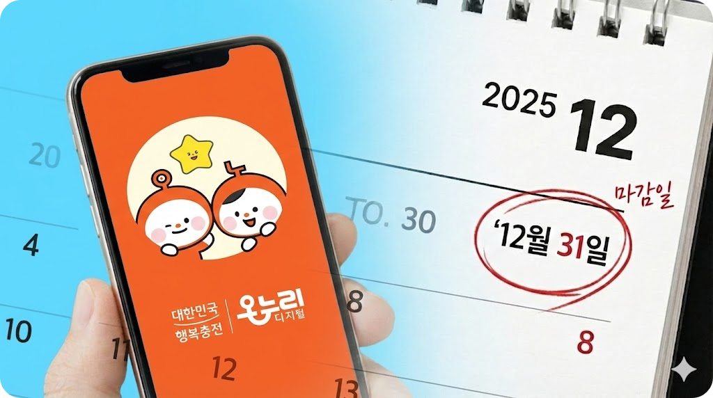 2025년 12월 31일 마감일을 강조한 달력 이미지와 디지털 온누리상품권