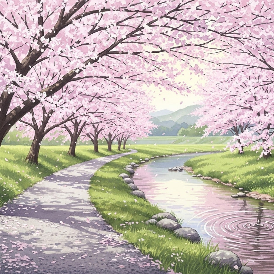 양재천을 따라 길게 이어진 분홍빛 산책로