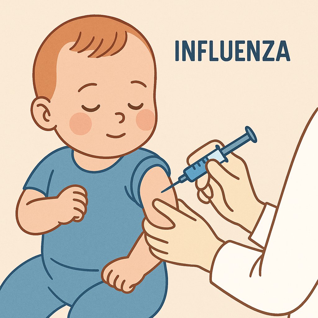 아기가 독감 예방주사를 맞는 장면