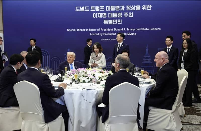 President Trump at the Asia-Pacific Economic Cooperation leaders' dinner. Evelyn Hockstein/Reuters